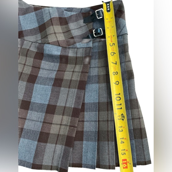 Gaelic Themes Scotland Tartan Kilt Skirt Plaid Brown Gray 27 Waist Buckle Wrap - Picture 8 of 11